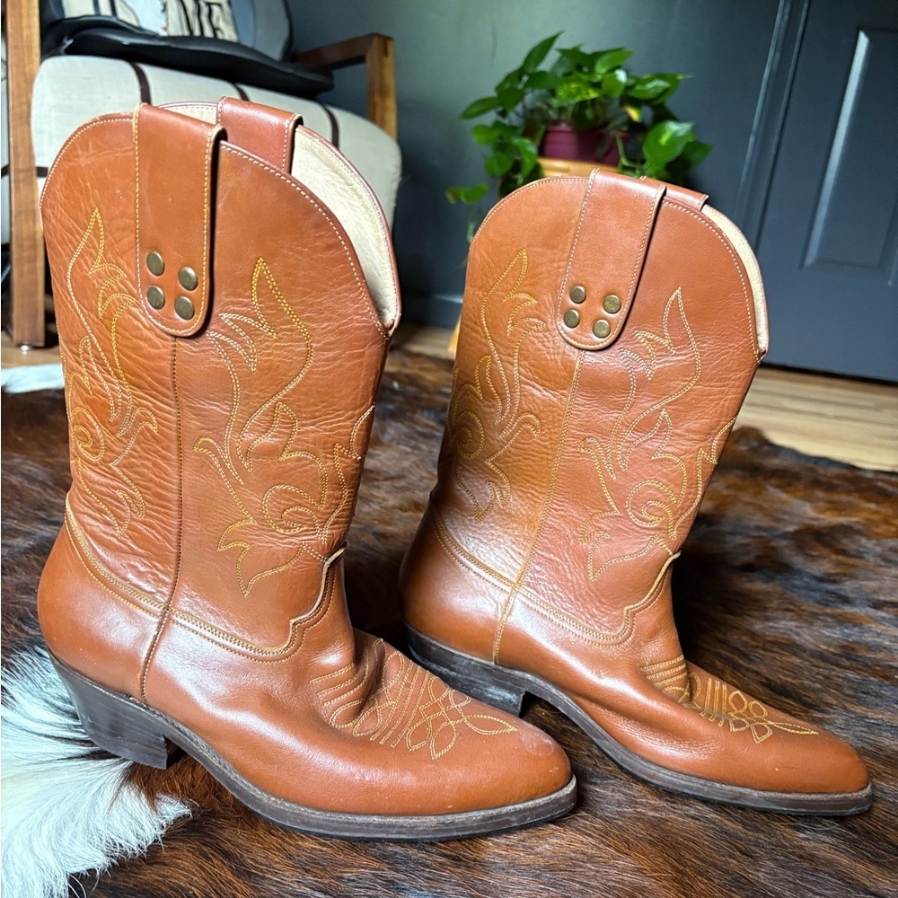Vintage Brown Alessandro Baroni Cowboy Boots